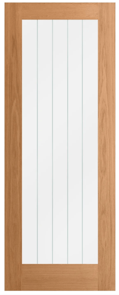 Oak Pattern 10 internal door with etched glazing