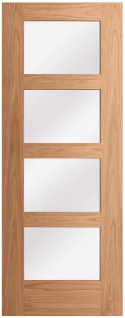 Oak Shaker internal door with four glazed lights