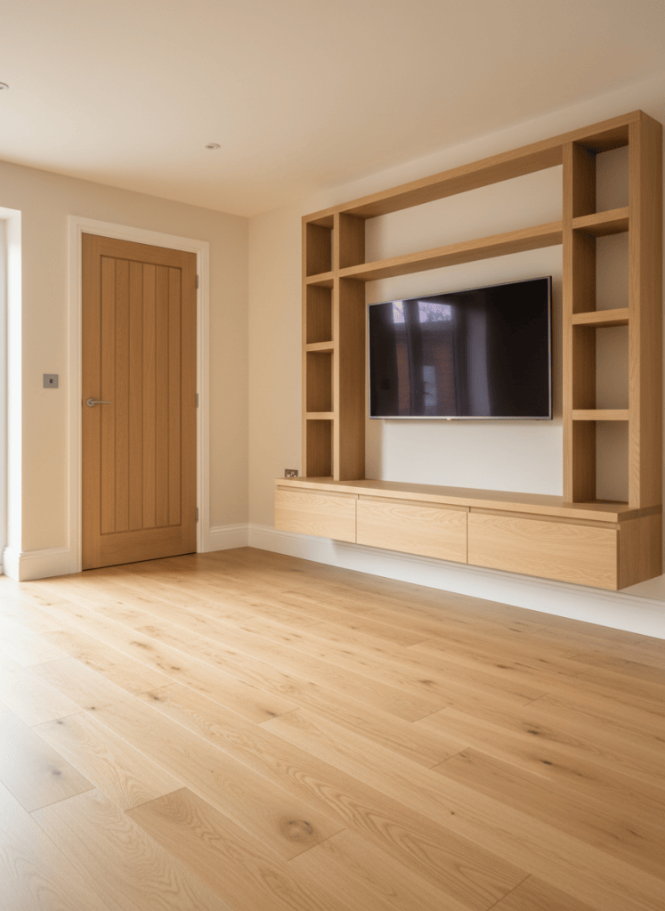 Fitted room with flooring, skirting and panelling